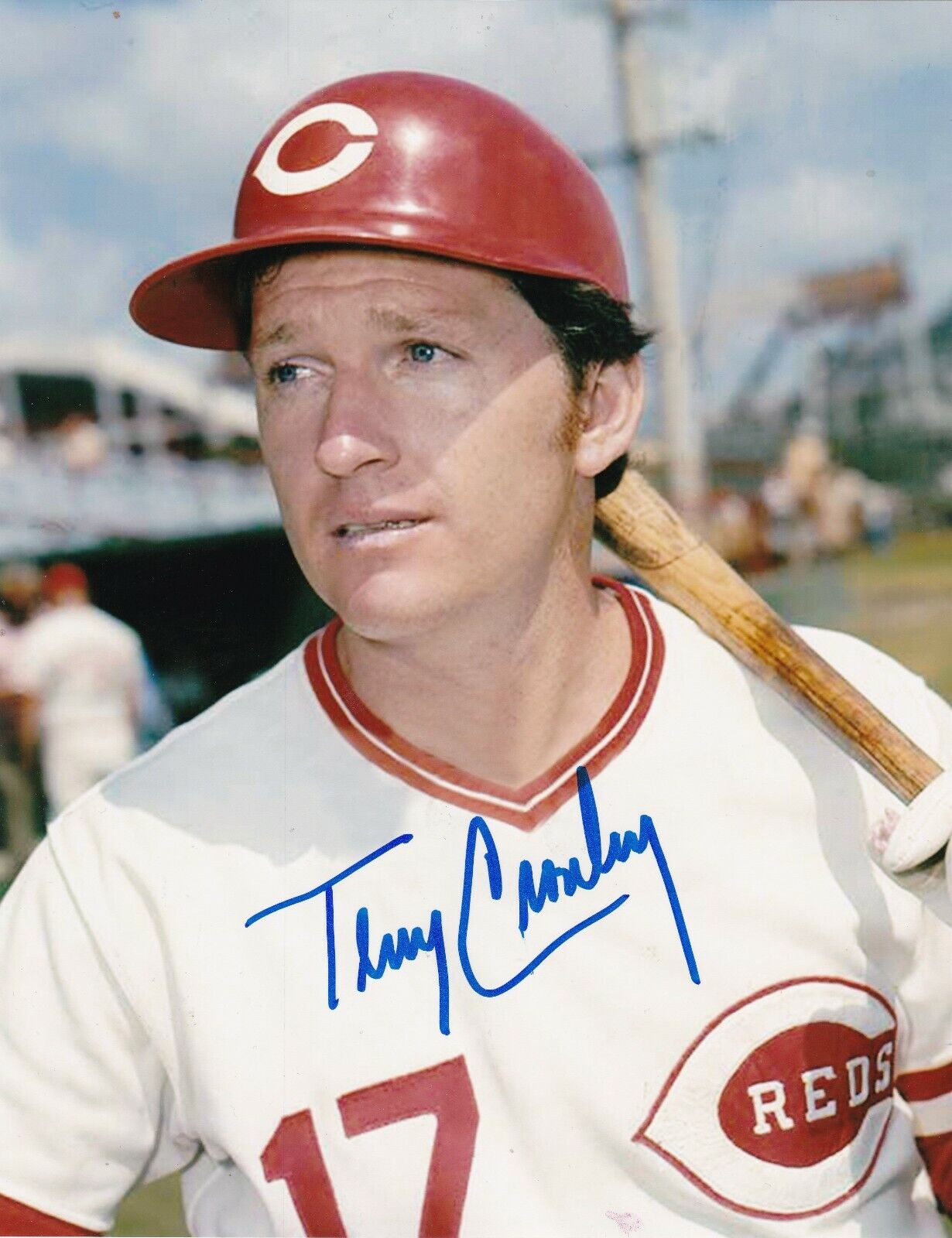 TERRY CROWLEY CINCINNATI REDS ACTION SIGNED 8x10