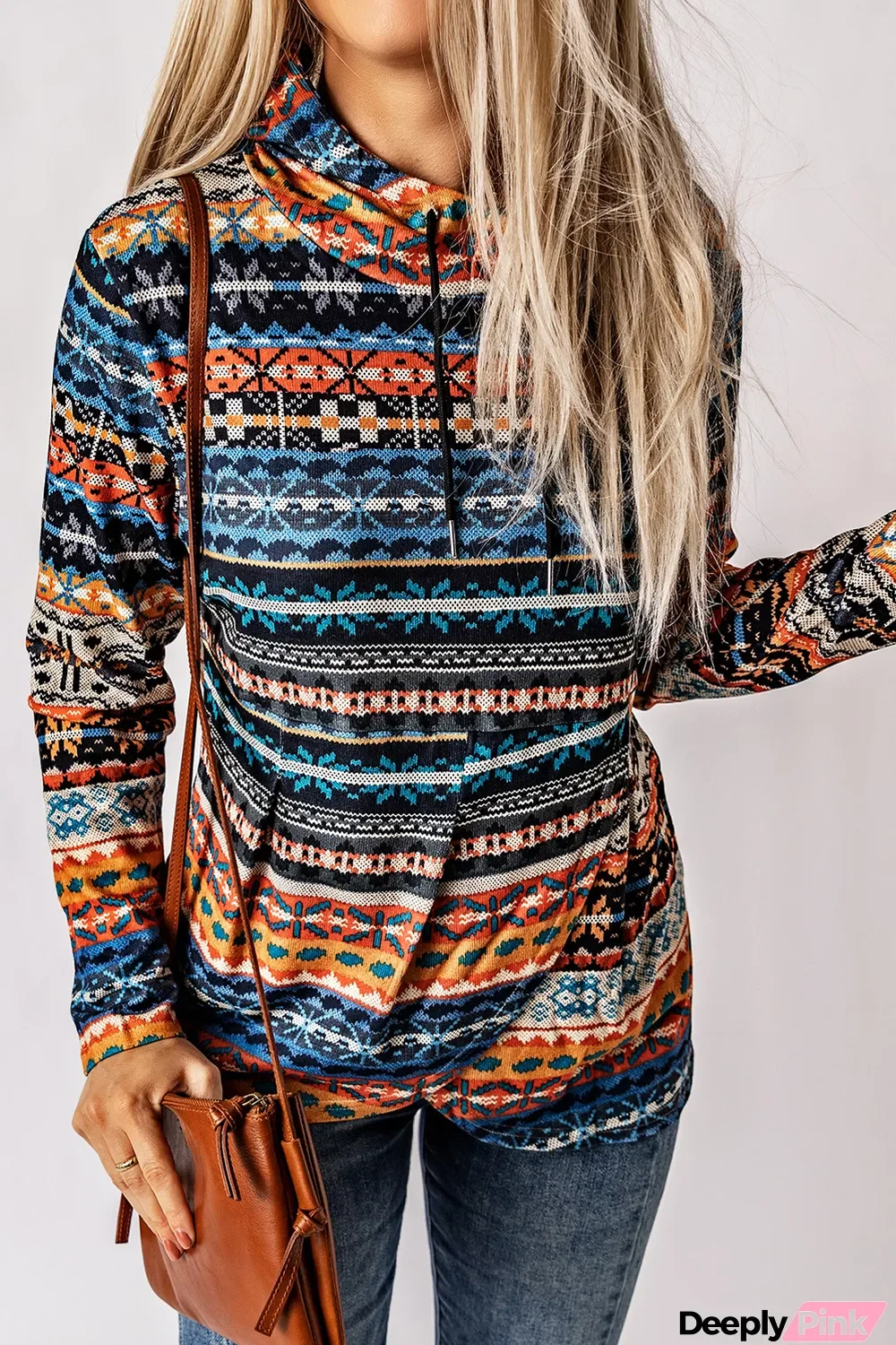 Multicolor Tribal Print Pullover Hoodie