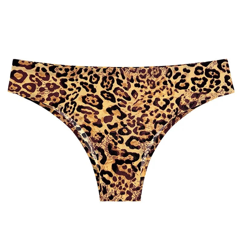 Underwear For Women Panties Female Sexy Low Waist Panties One Piece Seamless Briefs Sports Ice Silk Leopard Print Underpant