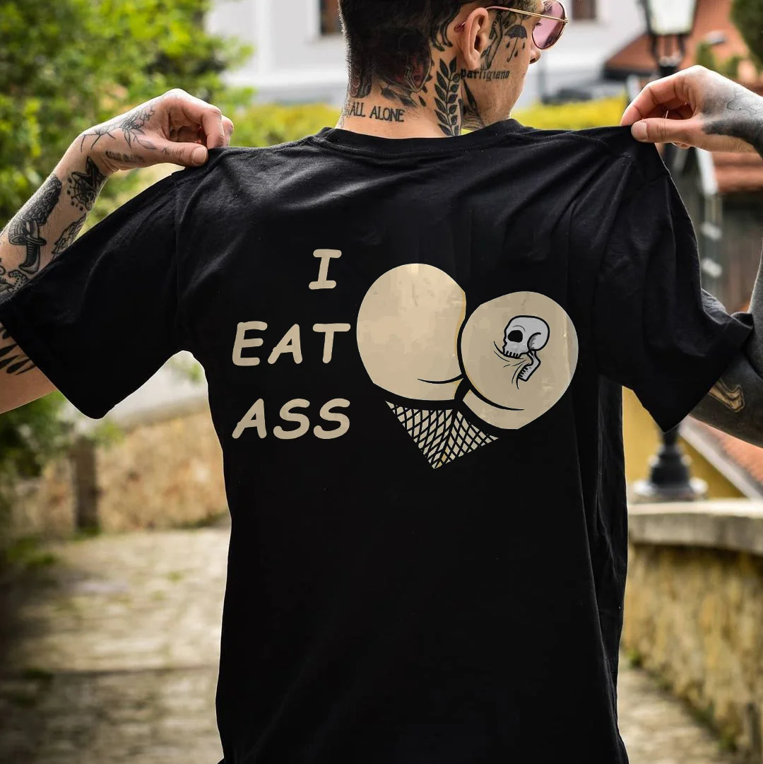 I Eat Ass Skull Printed Men's T-shirt -  