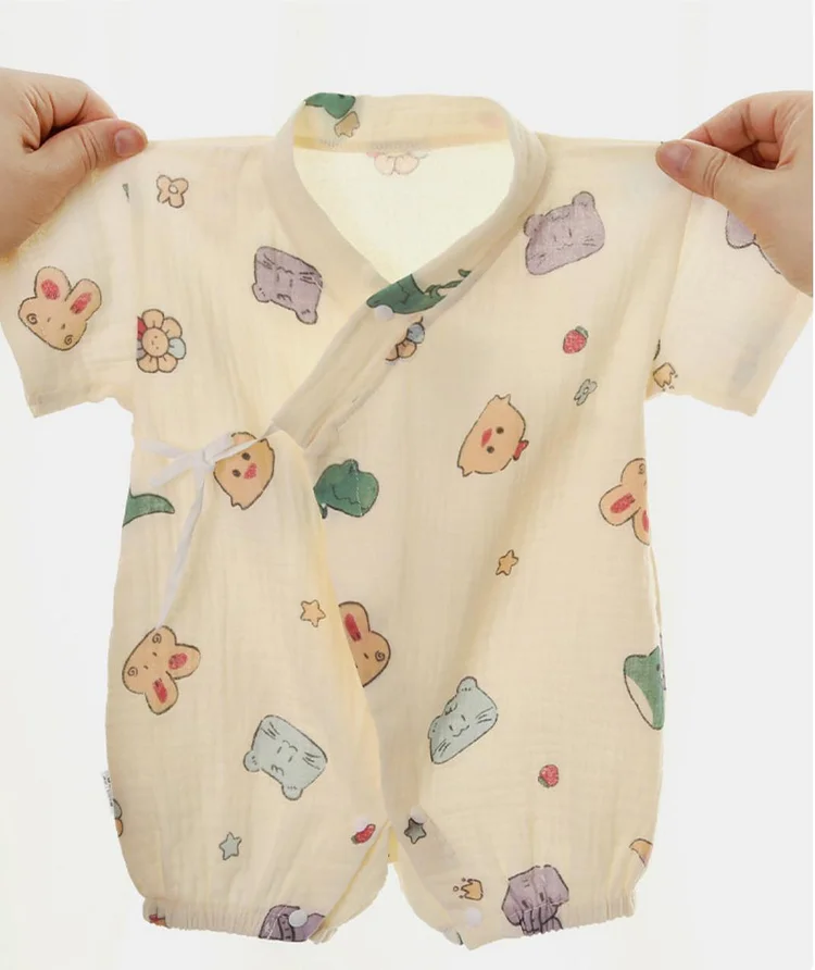 Beauty-Emily Baby Jumpsuit with Cute Cartoon Printed Comfortable and Skin Friendly Short Sleeves