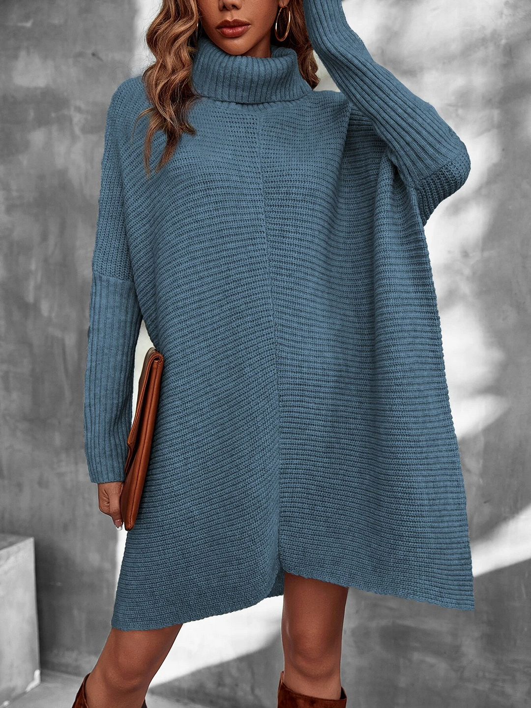 Turtleneck Batwing Sleeve Jumper Dress