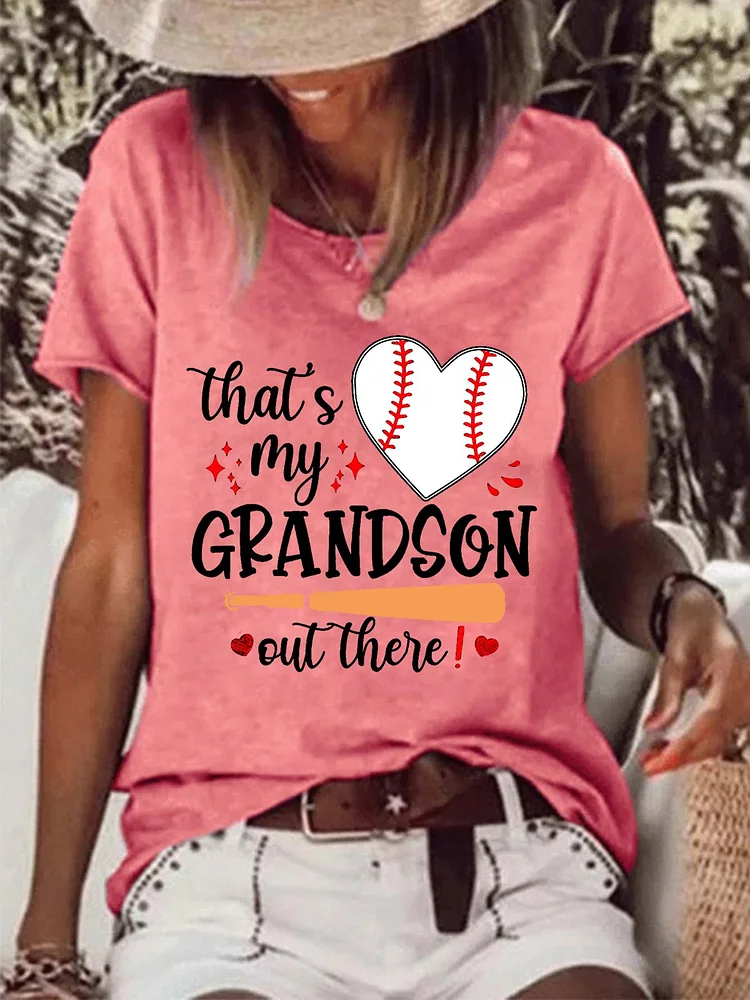 Women's That's My Grandson Out There Baseball Heart Tee socialshop