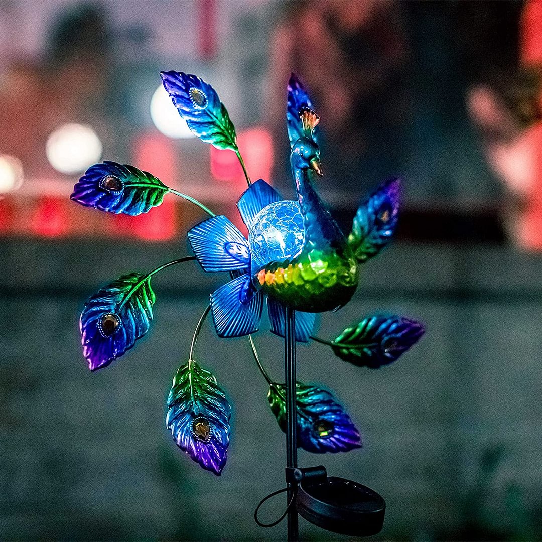 Solar-Powered Windmill Peacock Light
