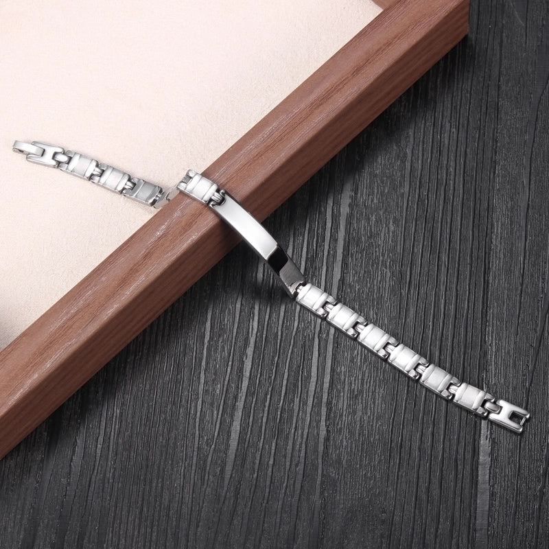 Modern Style Minimalist Solid Color 304 Stainless Steel ID Bracelet In Bulk