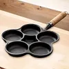 5 Round Holes Egg Frying Pan Cast Iron Omelet Pan for Gas Stove Induction Cooker