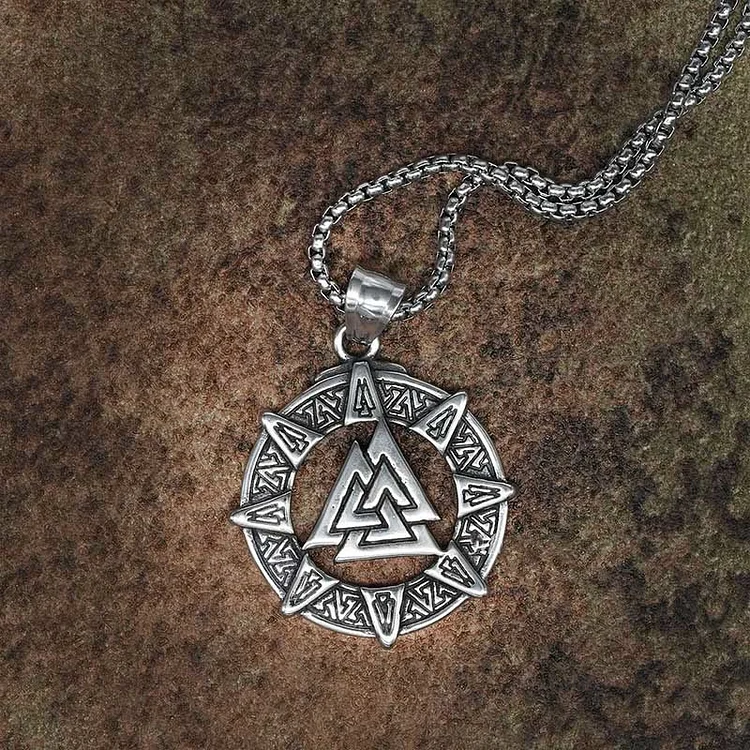 Coutureaura Viking Age Valknut Futhark Circle Necklace