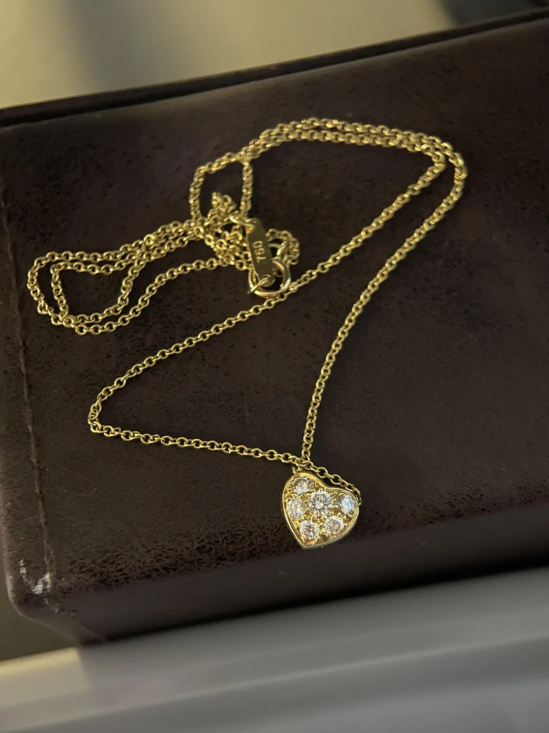 S262 Tiffany蒂芙尼多钻心形项链，750(YG) ，2.6g，约41.5cm【经典款】