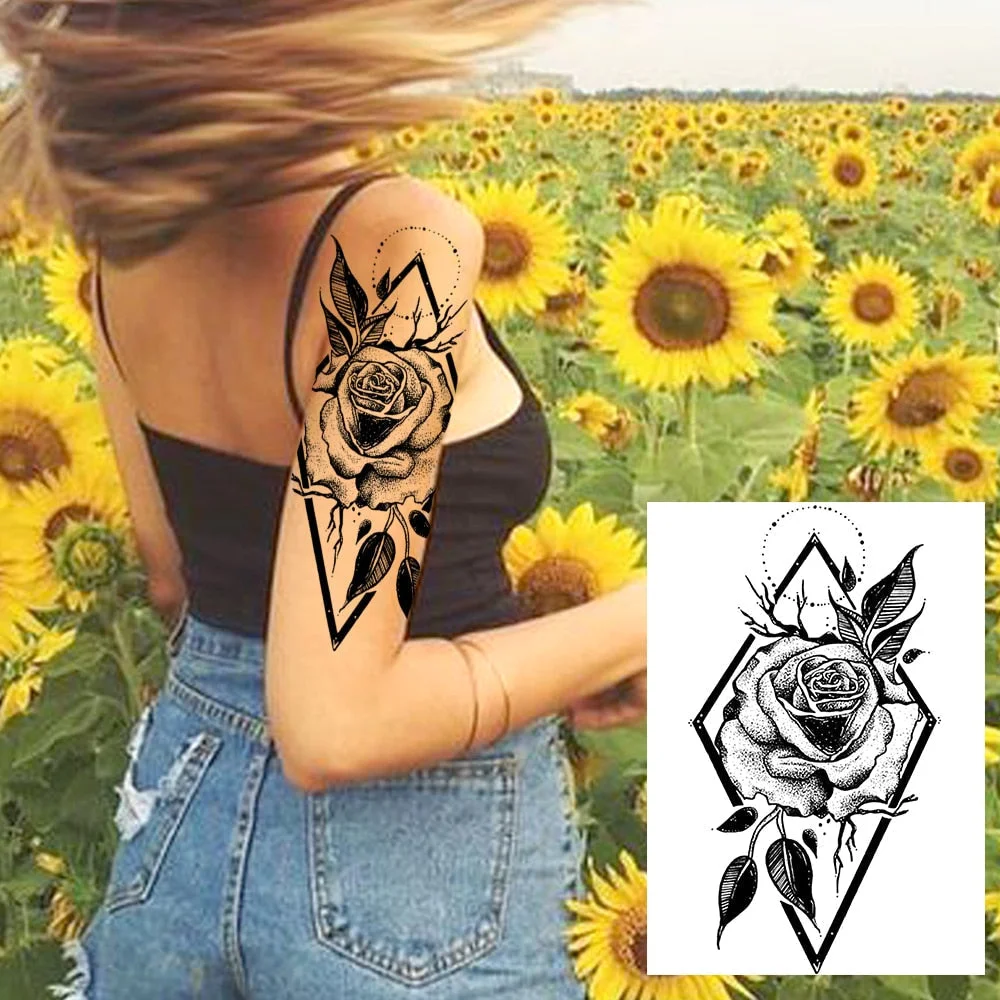 Realistic Sexy Peony Tattoos Temporary Women Adult Flower Arm Tattoos Sticker Waterproof Fake Floral Bloosom Body Leg Art Tatoos 530-1