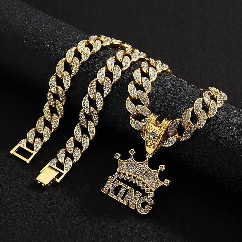 Hip-Hop Letter Alloy Inlay Rhinestones Unisex Pendant Necklace Necklace Pendant Men Pendant Necklaces