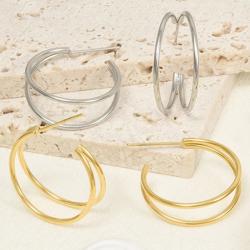 1 Pair Minimalist Commute Geometric Plating 304 Stainless Steel Ear Studs