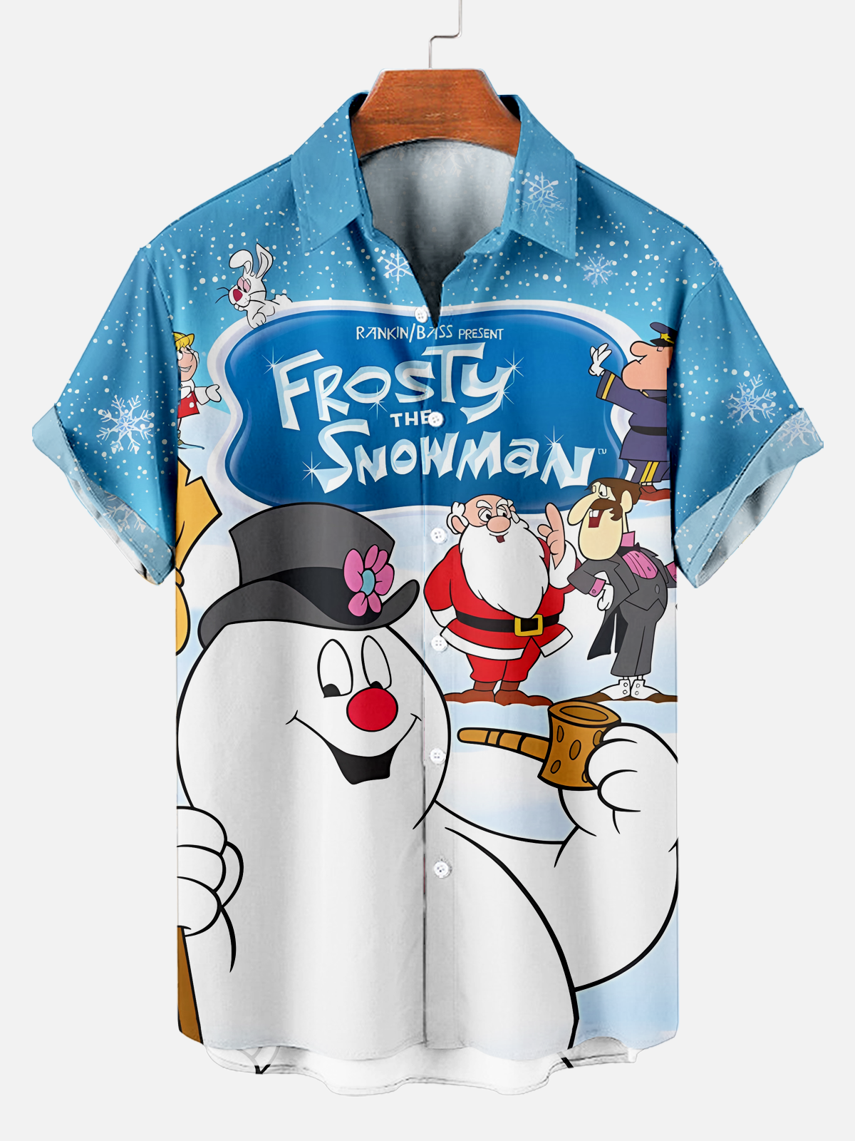 Men's Christmas Snowman Frosty Print Shirt PLUSCLOTHESMAN