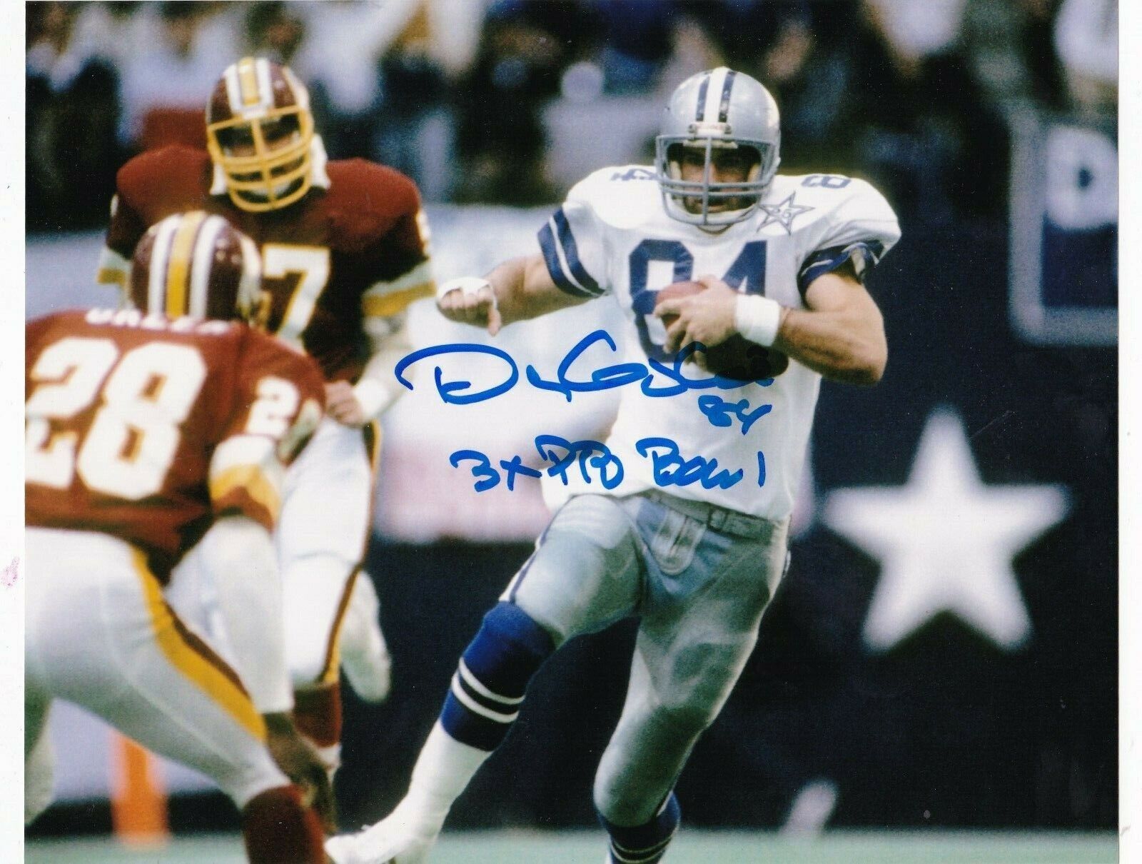 DOUG COSBIE DALLAS COWBOYS 3 X PRO BOWL ACTION SIGNED 8x10 Photo Poster painting