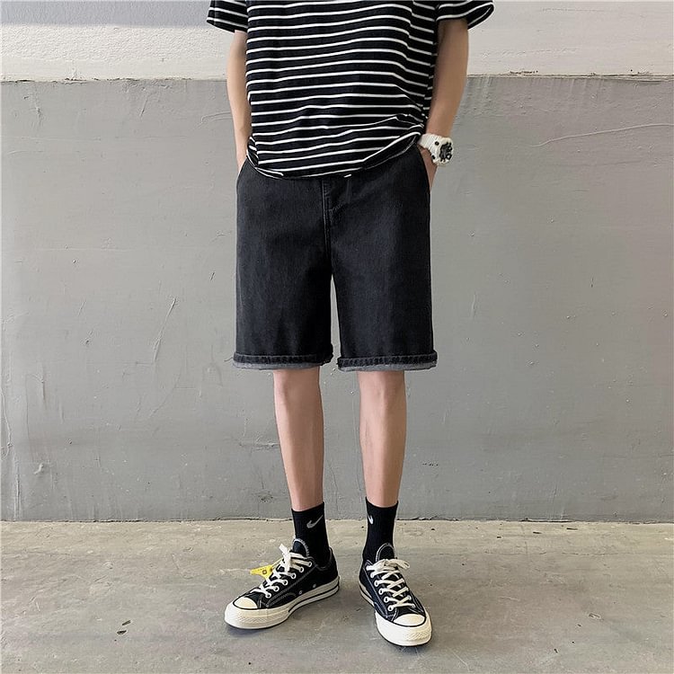 Summer Retro Denim Shorts Men's Loose Casual Large Size Loose Retro Sports Five-Point Straight Pants Men Jeans
