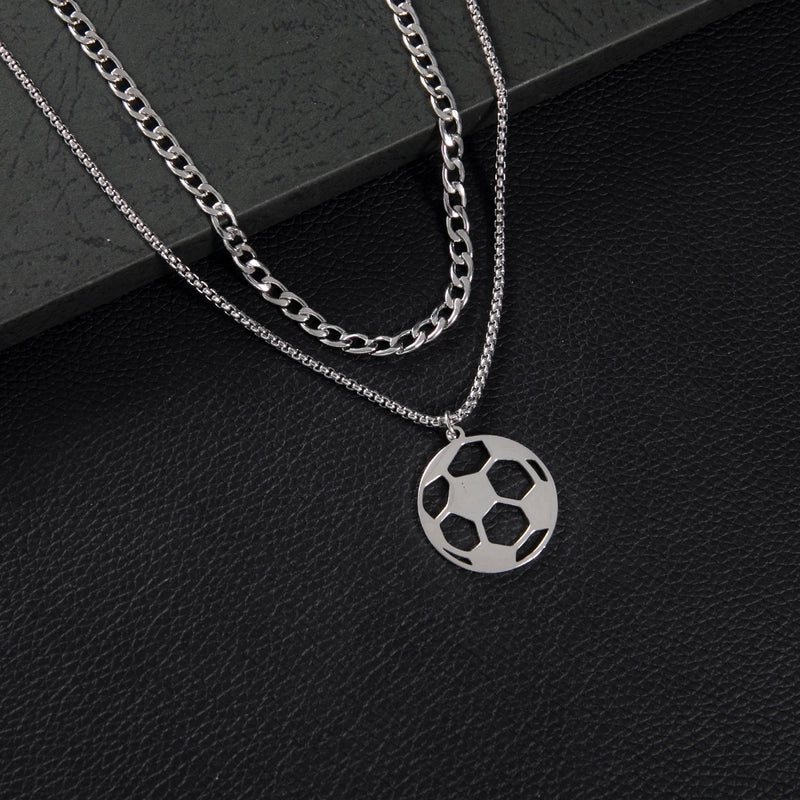 Hip-Hop Exaggerated Punk Football 201 Stainless Steel Hollow Out Unisex Pendant Necklace Necklace Men Layered Necklaces