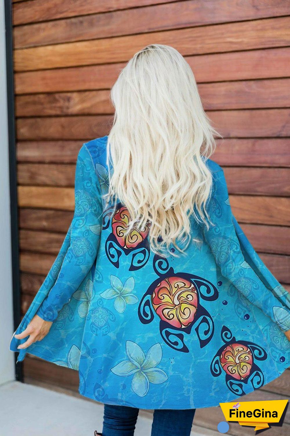 Women's Maui Sea Turtle Print Cardigan