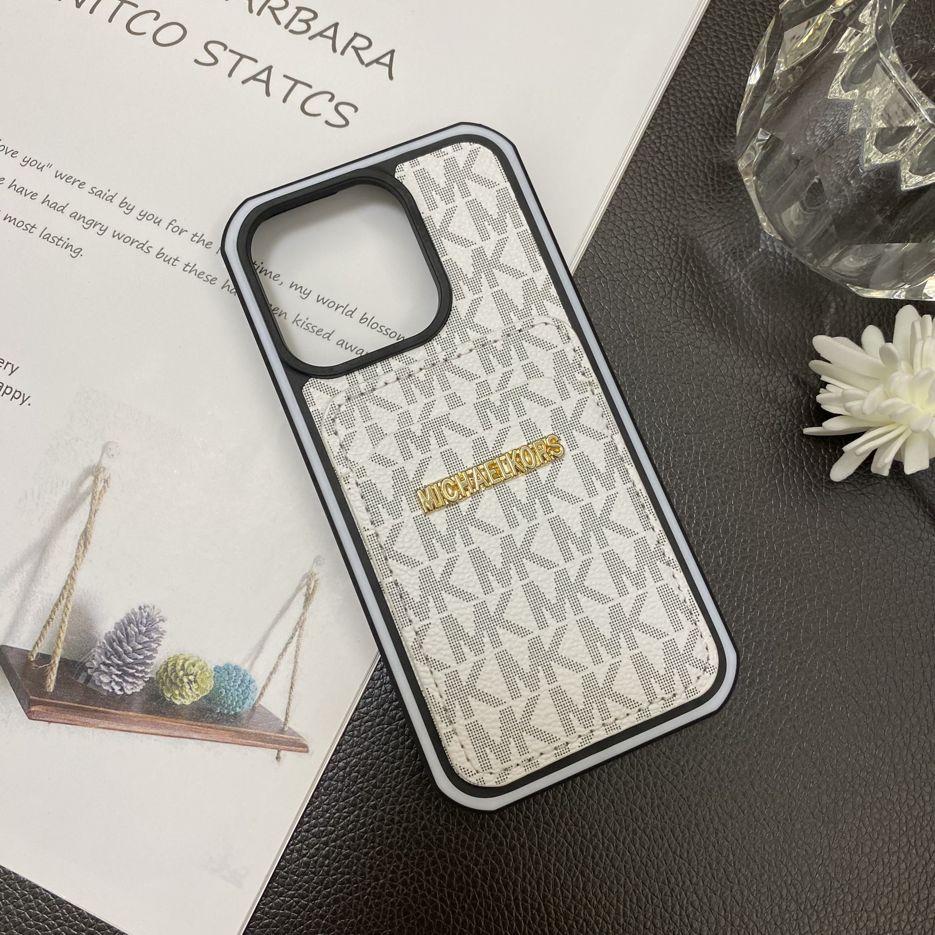 Luxury MK Back Card Slot Leather Apple iPhone Case
