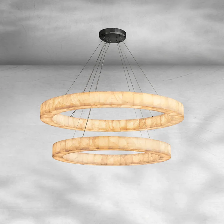 Rim 2-Tier Round Calcite Chandelier 60" Vjlight
