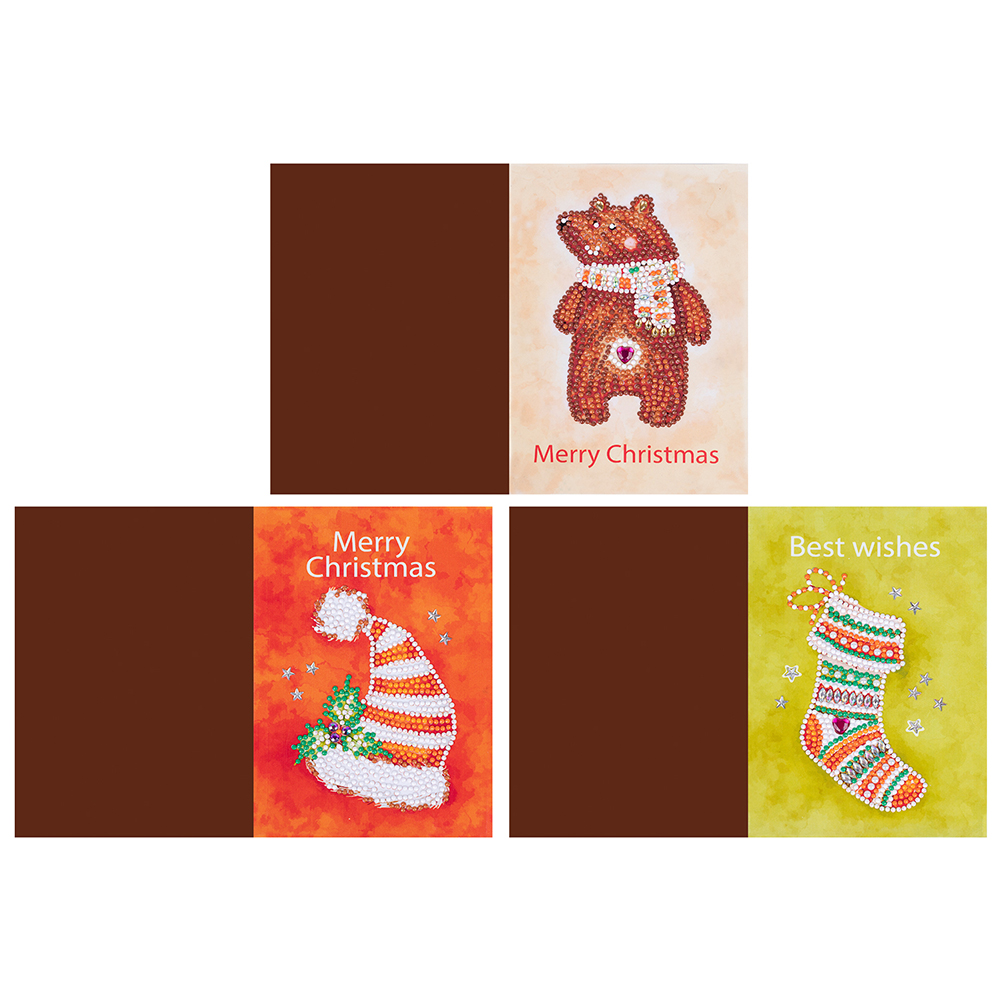 

3pcs Christmas - 5D DIY Craft Greeting Card, 501 Original