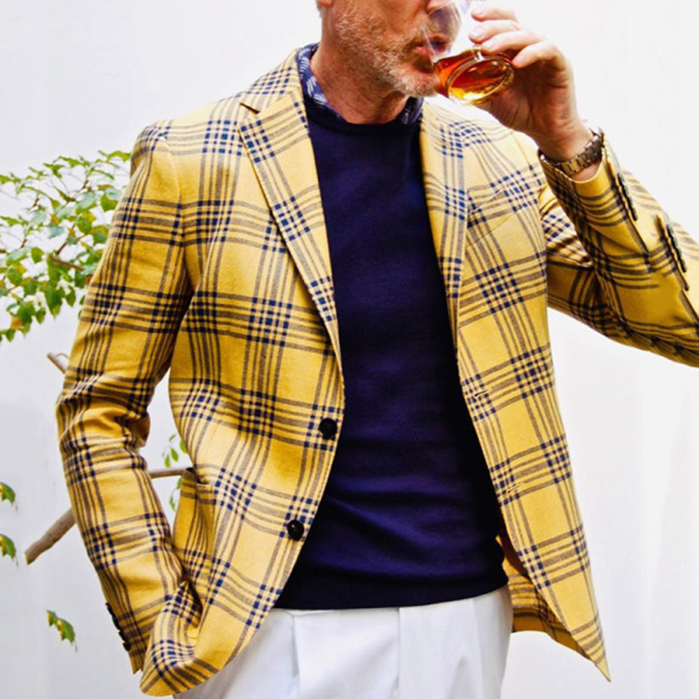 Men'S Casual Plaid Commuter Suit Jacket