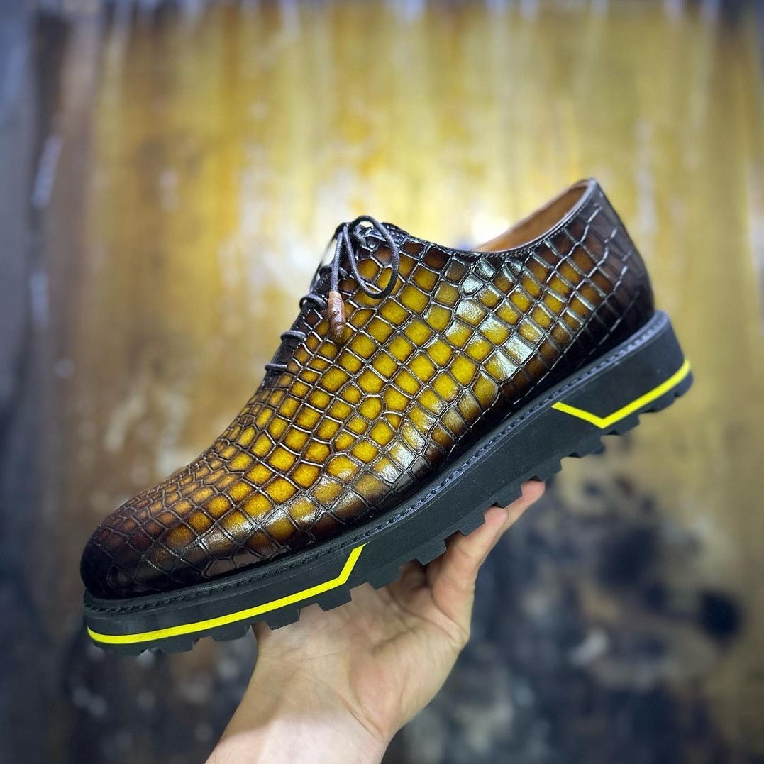 Hand Stitched Men's Classic Luxury Alligator Leather Shoes mumuwear