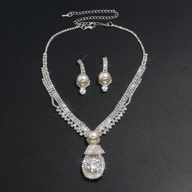 Zircon Bridal Necklace and Earrings Set