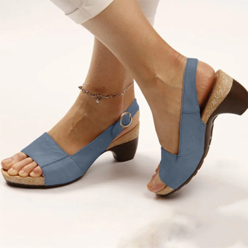 2022 Women's Gladiator Sandals Buckle Strap Woman Chunky Heels Peep Toe Ladies Casual Shoes Female Summer Autumn Fashion Sandals
