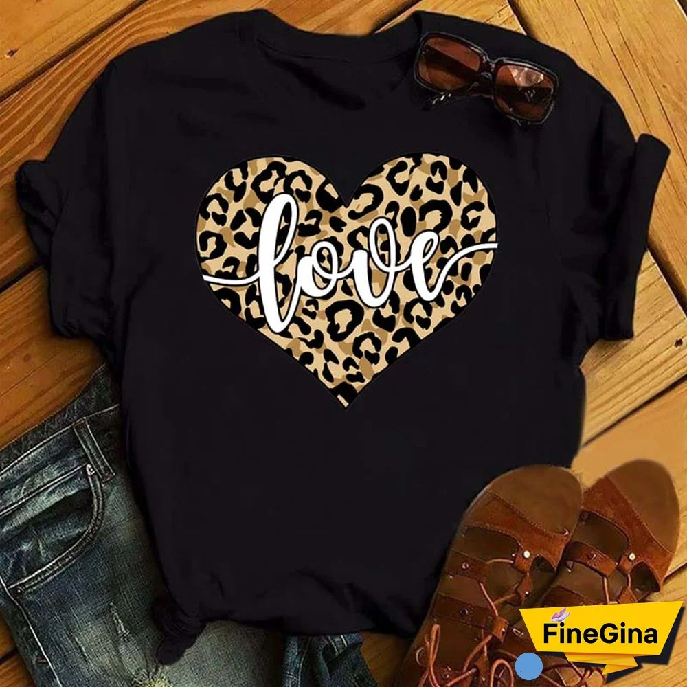 Maycaur Fashion Women T Shirt Love Heart Printed T Shirt Casual Red Tops 90s Valentine's Shirt Female Harajuku Graphic Tshirt