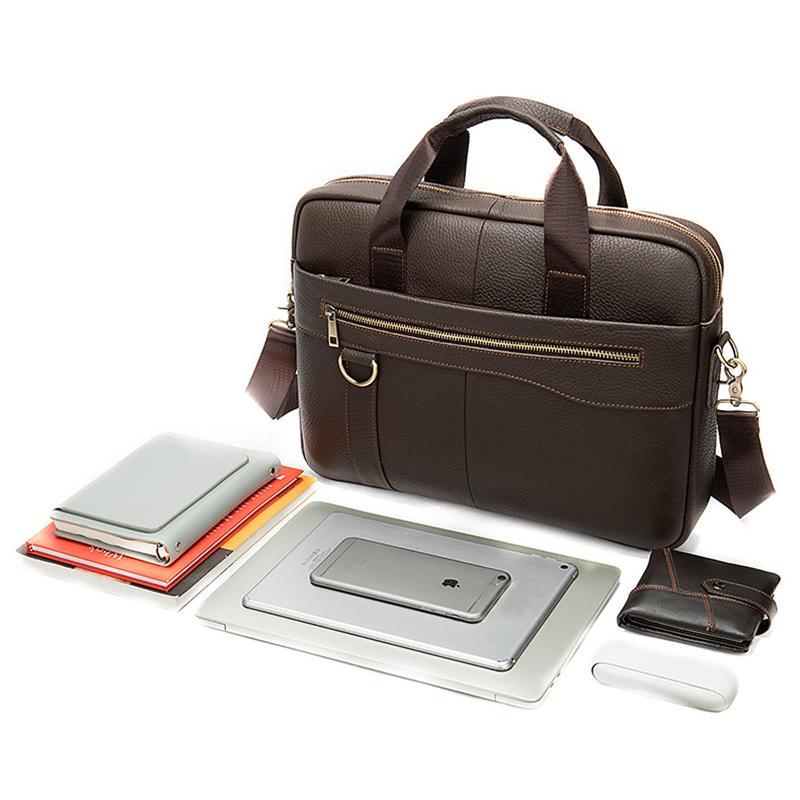 Simple Style Leather Retro Computer Bag Business Handbag Crossbody Bag