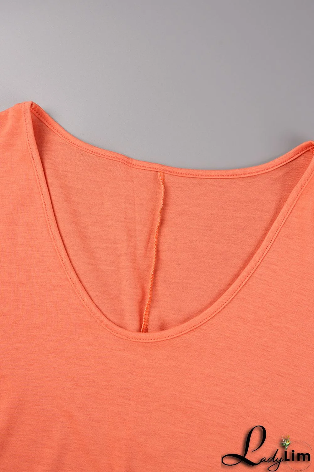 Orange Casual Solid Patchwork V Neck Long Sleeve Plus Size Dresses