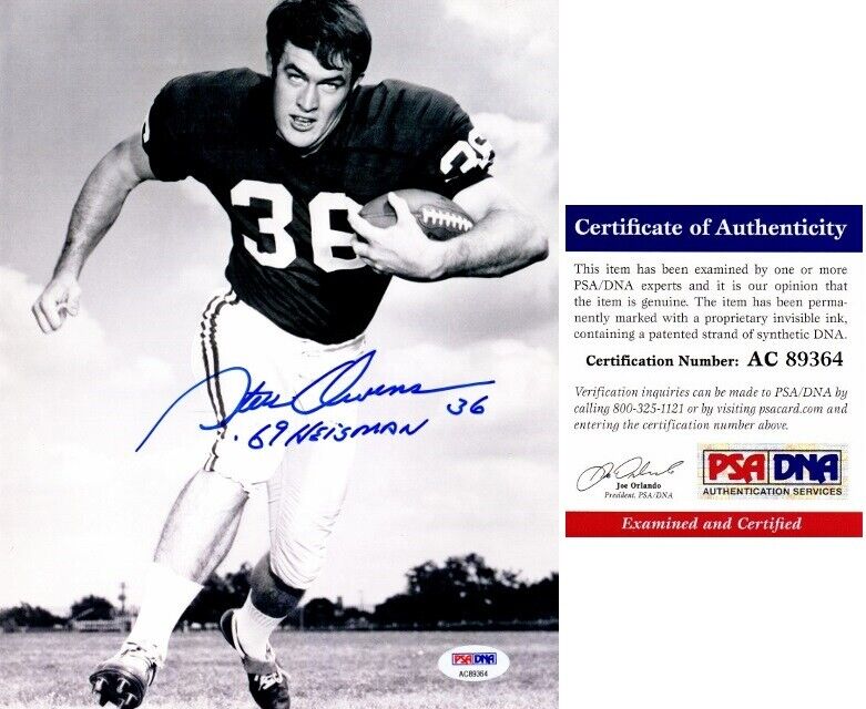 Steve Owens Signed Autographed Oklahoma Sooners 8x10 Photo Poster painting 1969 Heisman PSA/DNA