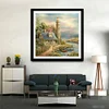 Diamond Painting-DIY Full Round Drill Seaside Old lighthouse and Villa