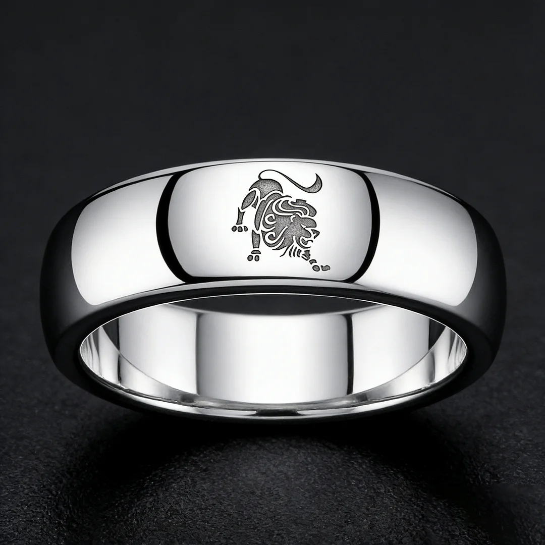 Womens Or Mens Leo Tungsten Carbide Wedding Rings Sliver Domed Top Couples Bands 4MM 6MM 8MM Width