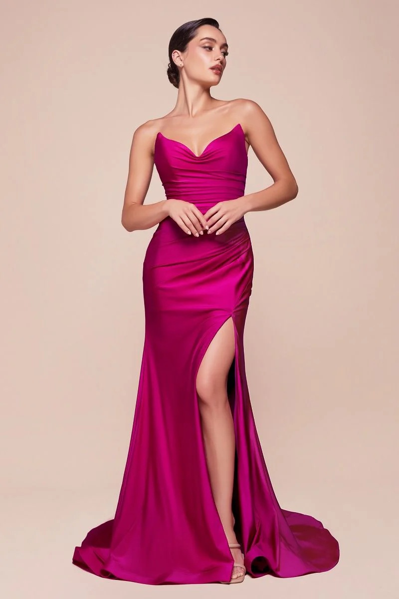 Ovlias Classic Fuchsia Strapless Sweetheart Sheath Mermaid Prom Dress LY0495