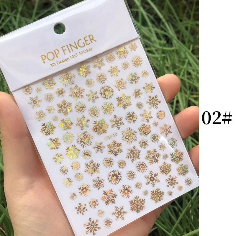 1 Sheet New Roman English Alphabet Number 3D Nail Stickers Christmas Animals iridescent Gold Silver Word Small Letters Nail