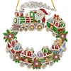 Christmas Diamond Painting Ornament Wreath Train Hanging Decor 9.45x9.45in
