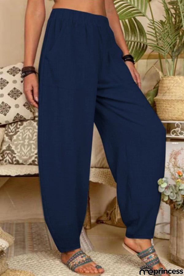 Women's Pure Color Casual Cotton Pants