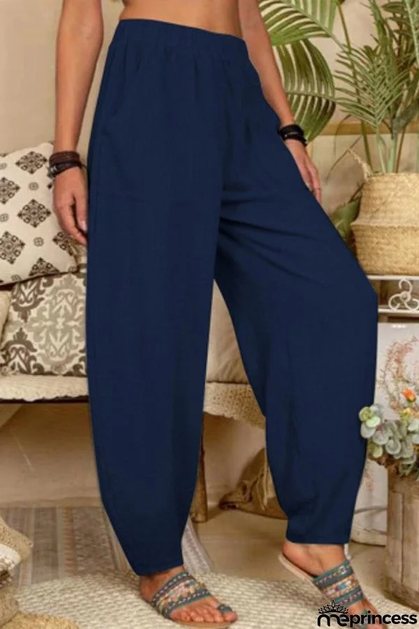 Women's Pure Color Casual Cotton Pants