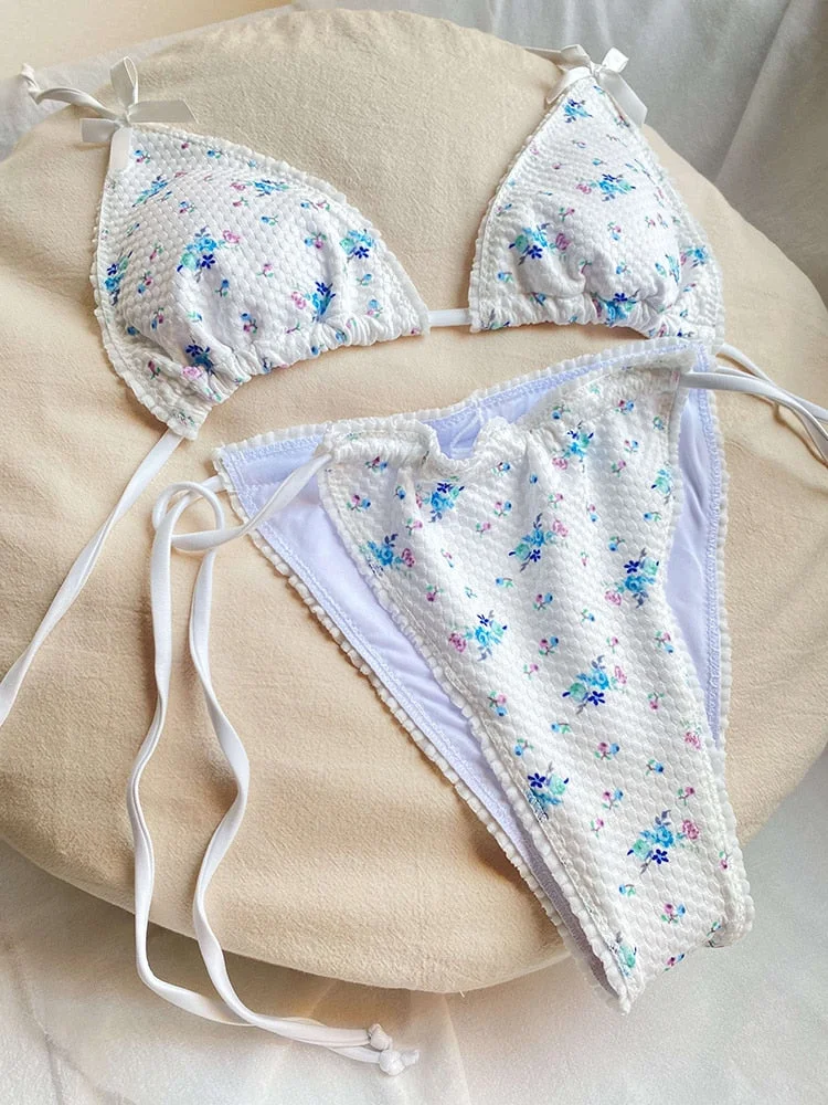 Solid Color Swimsuit Women Swimwear Beach Wrap Bandage Bikinis 2022 Three Piece Suit Sexy Bikini Set Summer Sarong Micro Biquini