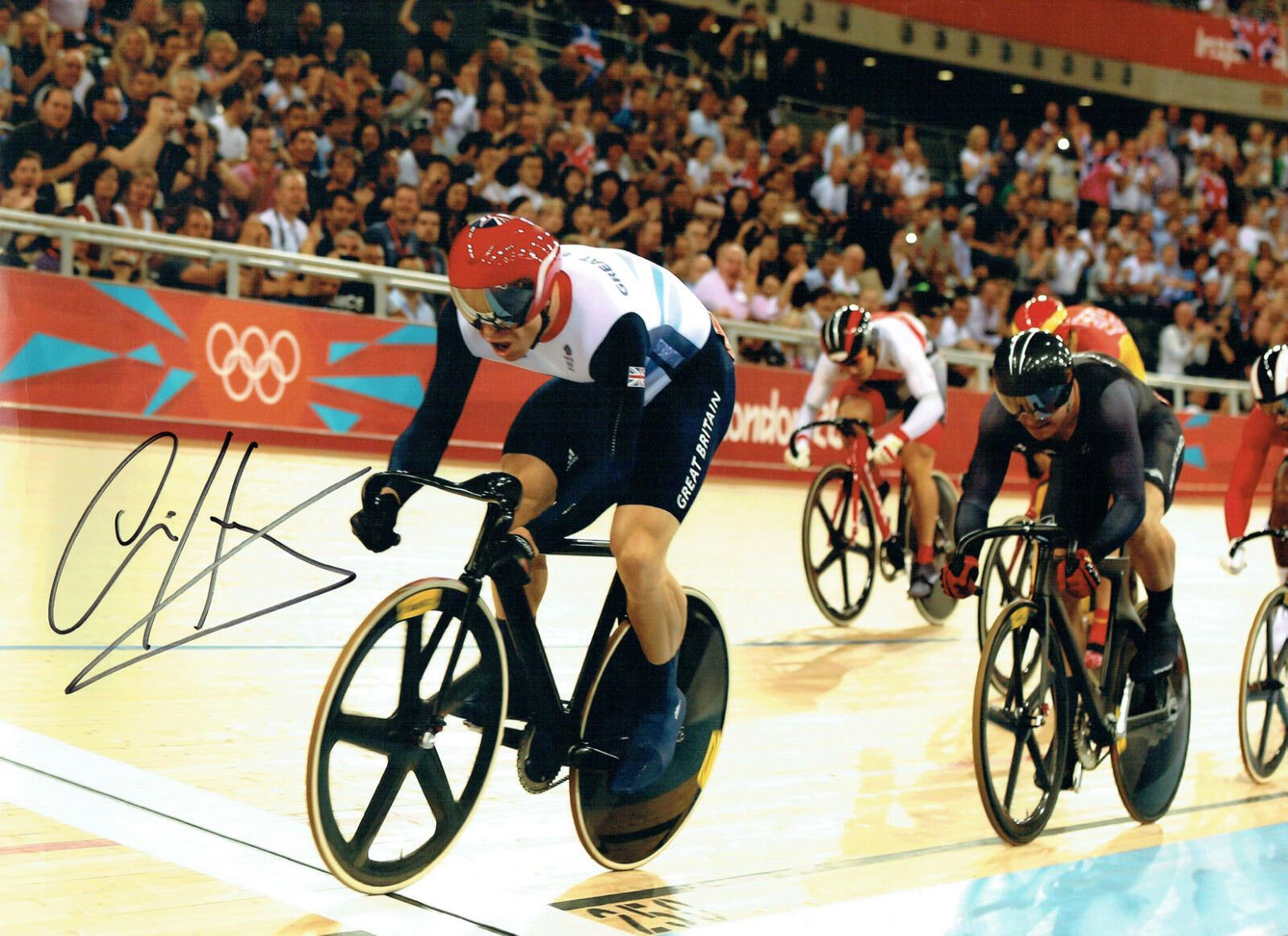 Chris HOY SIGNED Autograph 16x12 Photo Poster painting AFTAL COA Track Cyclist Gold Medal Winner