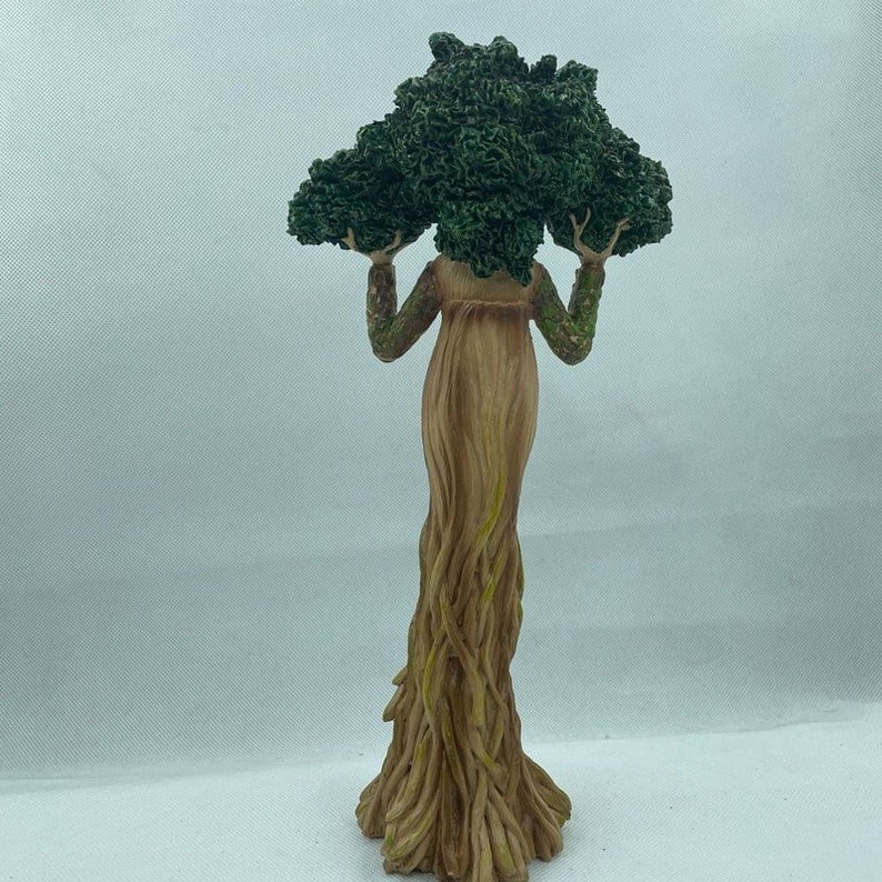Resin Dryad Statue Hand Painted With Wood Finish
