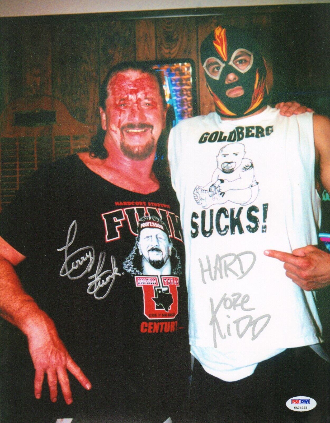 Terry Funk & The HardKore Kidd Aaron Aguilera Signed WWE 11x14 Photo Poster painting PSA/DNA COA