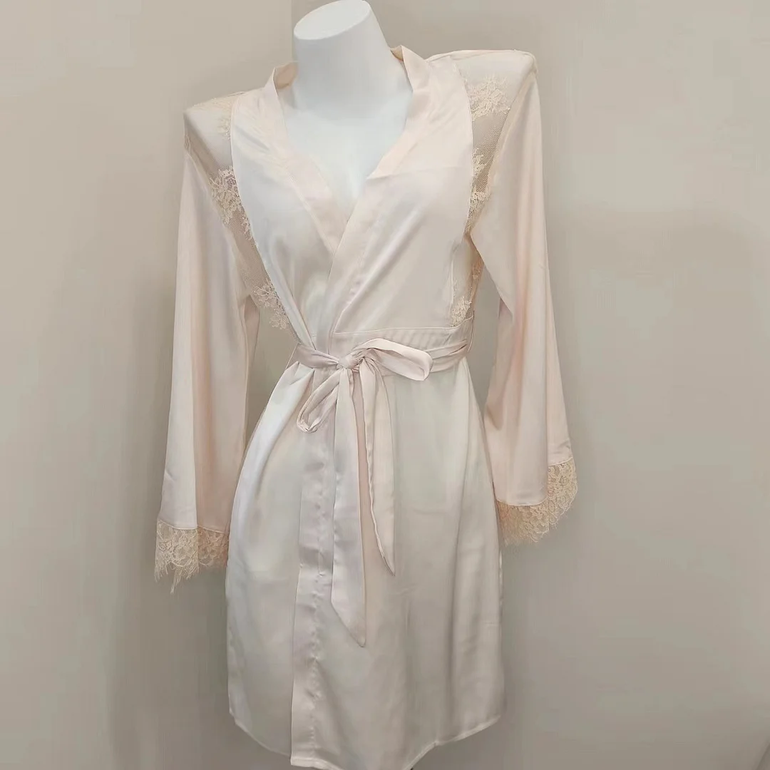 Sdrawing Sdrawing Sexy Lace Bathrobe Simple With Soft Ice Skate High Quality Night Goibeth 2025 New Lace Morning Robe