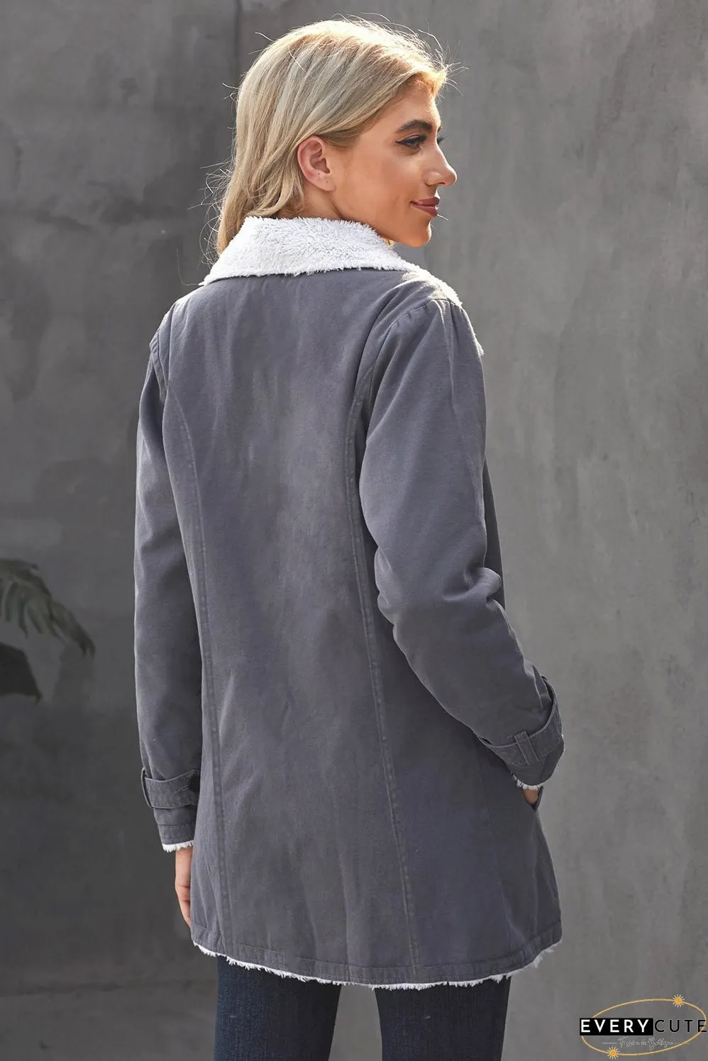 Winter Denim Jacket with Sherpa Trim