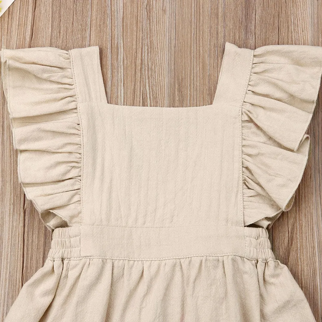 2019 Children Summer Clothing Infant Baby Girl Kids Backless Dress Clothes Toddler Princess Party Solid Sleeveless Sundress 1-7T