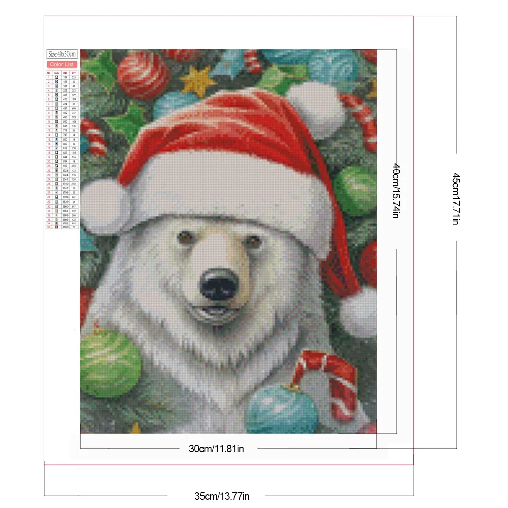 Partial AB Diamond Painting - Full Square Drill - Xmas Bear(Canvas|35*45cm)
