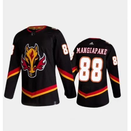 Men's Calgary Flames  #88 Andrew Mangiapane 2020-21 Black Reverse Retro Stitched Jersey