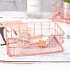 Mealivos Elegant Rose Gold Tie Collection Basket Rectangle Debris Girl Desktop table Storage Basket