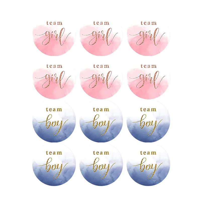 60/120pcs Team Boy Team Girl Stickers Boy or Girl Sticker for Gender Reveal Party Decoration Baby Shower Supplies Gift Box Label