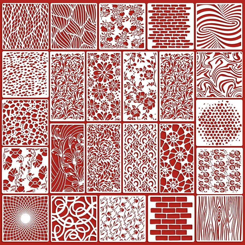 Journalsay 24 Pcs/set Vintage Hollow Texture Theme Painting Template Stamp 